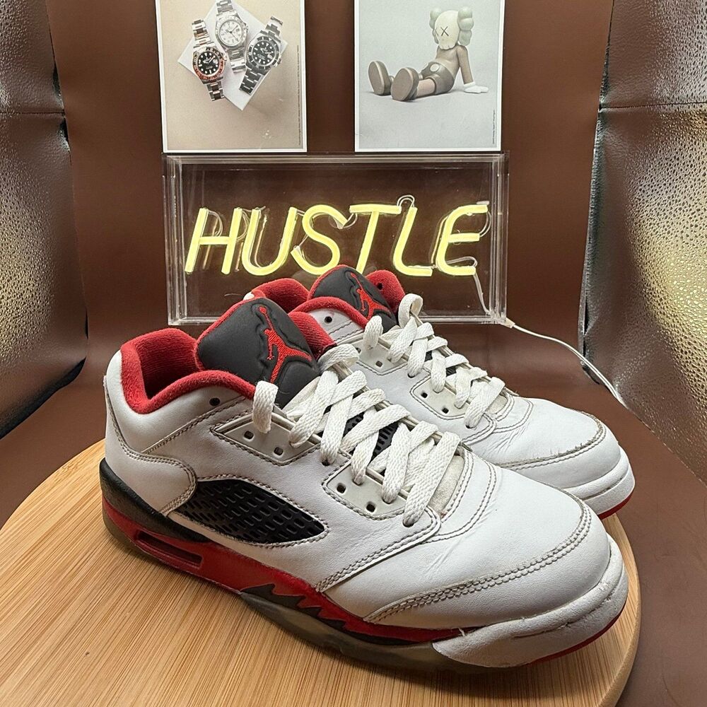 Air Jordan 5 Retro Low Fire Red/White/Black Youth Size  6Y